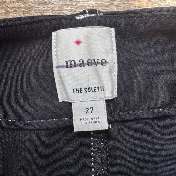 New Anthropologie Maeve The Colette Ponte Crop Wide Leg Pants Black Contrast 27 - Picture 6 of 11